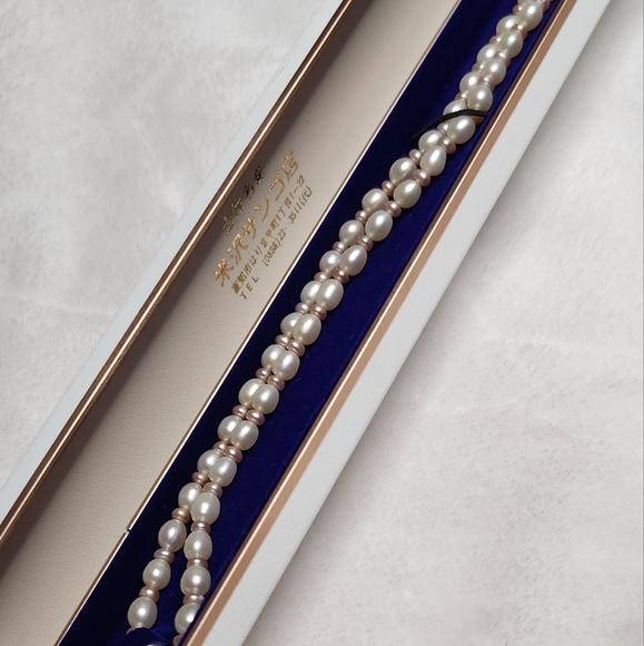 Vintage freshwater pearl necklace 16.4g Japan made silver hardware - Picture 8 of 17